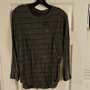 Banana Republic Charcoal Striped Long Sleeve Top